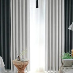 Rèm Vải Hàn Quốc Màu Kem & Than